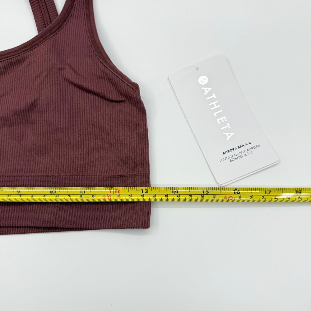 Athleta Aurora Bra A-C Spiced Plum Ribbed Seamless Light Impact Sports Bra M NEW - Picture 7 of 8